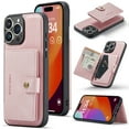 thumbnail image 1 of 2 in 1 Detachable Wallet Back Cover for iPhone 16 Pro Max, Vintage Premium PU Leather Kickstand Case with Card Holder Pocket & Wireless Charging Slim Phone Cases Cover for iPhone 16 Pro Max, Pink, 1 of 8