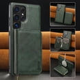 thumbnail image 1 of 2 in 1 Detachable Wallet Case for Samsung Galaxy S25 Plus, Classic PU Leather Card Slots Kickstand Zipper Pocket Shockproof Phone Case Cover Compatible with Magsafe for Galaxy S25 Plus - Green, 1 of 8