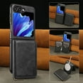 thumbnail image 1 of 2 in 1 Detachable Wallet Case for Samsung Galaxy Z Flip 5, Classic PU Leather Card Slots Kickstand Zipper Pocket Shockproof Phone Case Cover Compatible with Magsafe for Galaxy Z Flip 5 - Black, 1 of 8