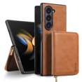 thumbnail image 1 of 2 in 1 Detachable Wallet Case for Samsung Galaxy Z Fold 6, Classic PU Leather Card Slots Kickstand Zipper Pocket Shockproof Phone Case Cover Compatible with Magsafe for Galaxy Z Fold 6 - Brown, 1 of 7