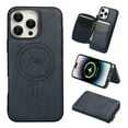 thumbnail image 1 of 2 in 1 Detachable Wallet Case for iPhone 13 Pro Max, Classic PU Leather Card Slots Kickstand Zipper Pocket Shockproof Phone Case Cover Compatible with Magsafe for iPhone 13 Pro Max - Blue, 1 of 8