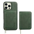 thumbnail image 1 of 2 in 1 Detachable Wallet Case for iPhone 14, Classic PU Leather Card Slots Kickstand Zipper Pocket Shockproof Phone Case Cover Compatible with Magsafe for iPhone 14 - Green, 1 of 8