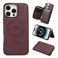 thumbnail image 1 of 2 in 1 Detachable Wallet Case for iPhone 14 Pro, Classic PU Leather Card Slots Kickstand Zipper Pocket Shockproof Phone Case Cover Compatible with Magsafe for iPhone 14 Pro - Winered, 1 of 8