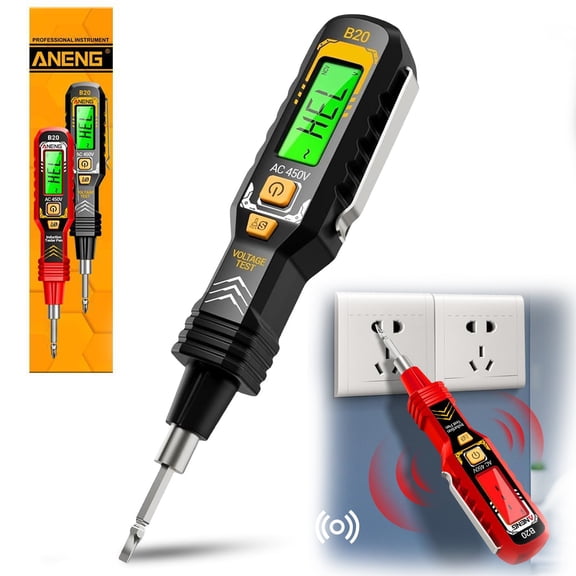 2 in 1 Digital Display Induction Test Pencil, Non-Contact AC Voltage 30-1000V/Contact AC Voltage 11-450V, LED Flashlight, Buzzer Alarm for Live/Null Wire Judgment