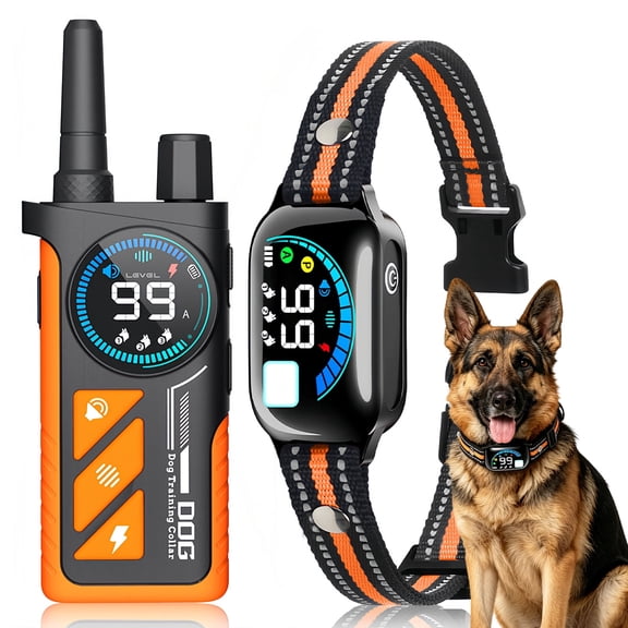 4500FT 2 in 1 Shock Collar for Dogs, Dog Training Collar with Auto Bark Control, AI Bark Detection, IPX7 Waterproof for Medium & Large Dogs