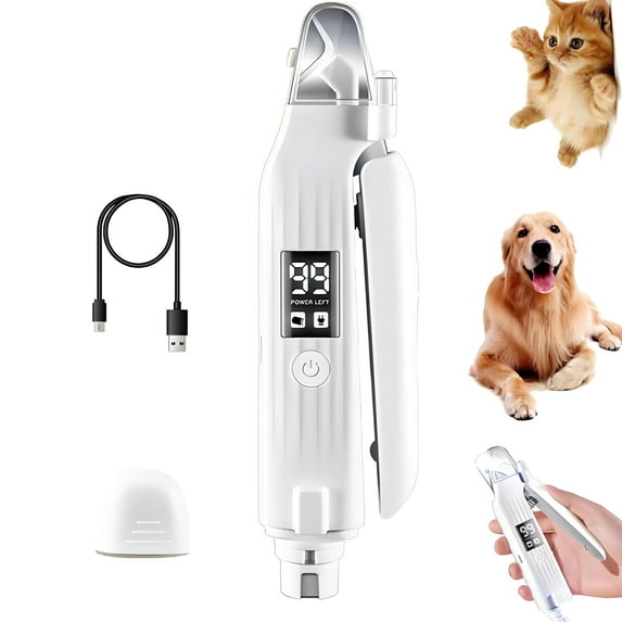 2 in 1 Dog Nail Trimmers & Clippers with LED Lights & Display,Splash Guard,Multiple Grinding Methods, Ultra-Quiet,USB Rechargeable, for Small, Medium, and Large Cats & Dogs