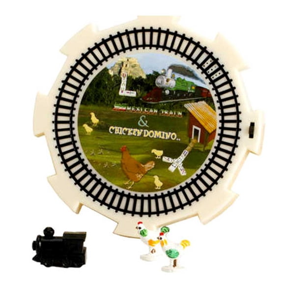 2 in 1 Dominoes Center Hub Starter Piece Chicken Domino & Mexican Train w/ Sound | Dominating Chicken Delight" | The Clucking Domino" and "Chicken Dominator" |