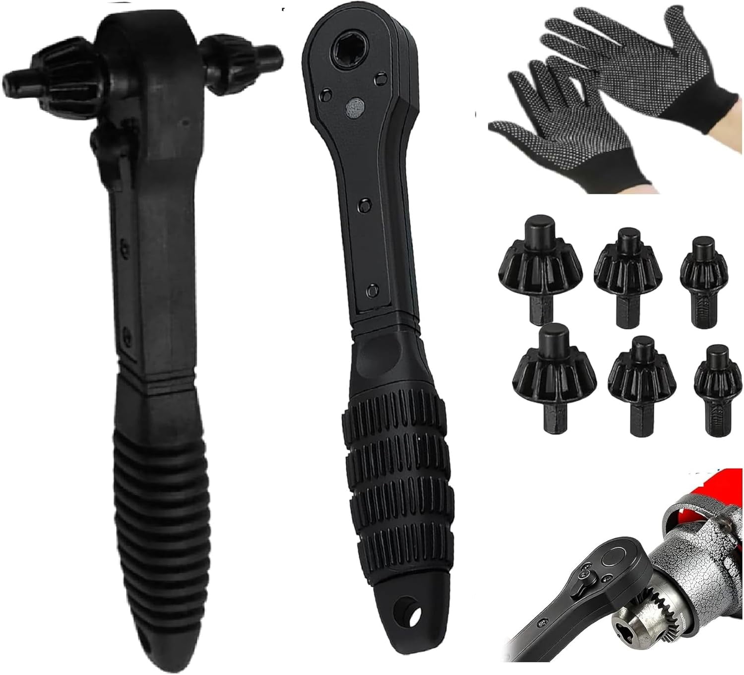 2-in-1 Ratchet Drill Chuck Key Universal Wrench Power Tools 2-in-1 Ratchet Drill Chuck Key Wrench - Universal Dual Head Chuck Key For Power Tools Universal Drill Key