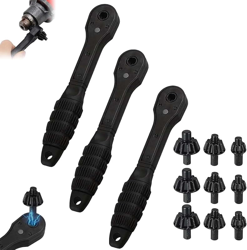 4-in-1 Steel Drill Chuck Key – Ratchet Spanner With 1/4, 3/8, 1/2, 5/8 Sizes, Universal For Power Tools