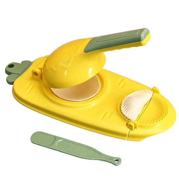 2 in 1 Dumpling Maker, Baking Pastry Pressing Dumpling Wrappers Mould, Kitchen Dumpling Mould Maker Mould for Chinese Food, Ravioli, Pierogi, Hand Pie - Yellow