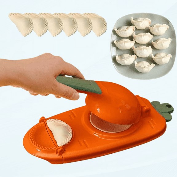 2 in 1 Dumpling Maker Machine, 2023 New Manual Dough Presser Dumpling Wrappers Press Wrapper, Premium Household Head Automatic Dumpling Maker Mould Wonton Maker Ravioli Mold Baking (Orange)