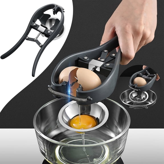 2 in 1 Egg Opener and Separator, Stainless Steel Egg Cracker Tool with Yolk Separator, No Mess Egg Breaker for Baking, Compact Kitchen Gadget for Clean Cracking and Splitting