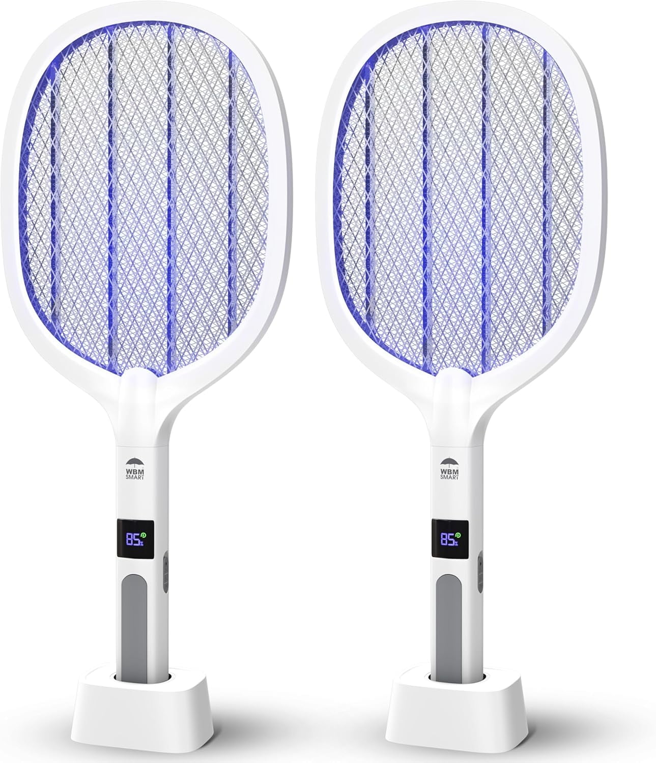 2 in 1 Electric Bug Zapper, Mosquitoes Trap Lamp & Racket, USB Rechargeable Fly Swatter for Home and Outdoor Powerful Grid 3-Layer Safety Mesh Safe to Touch, Pack of