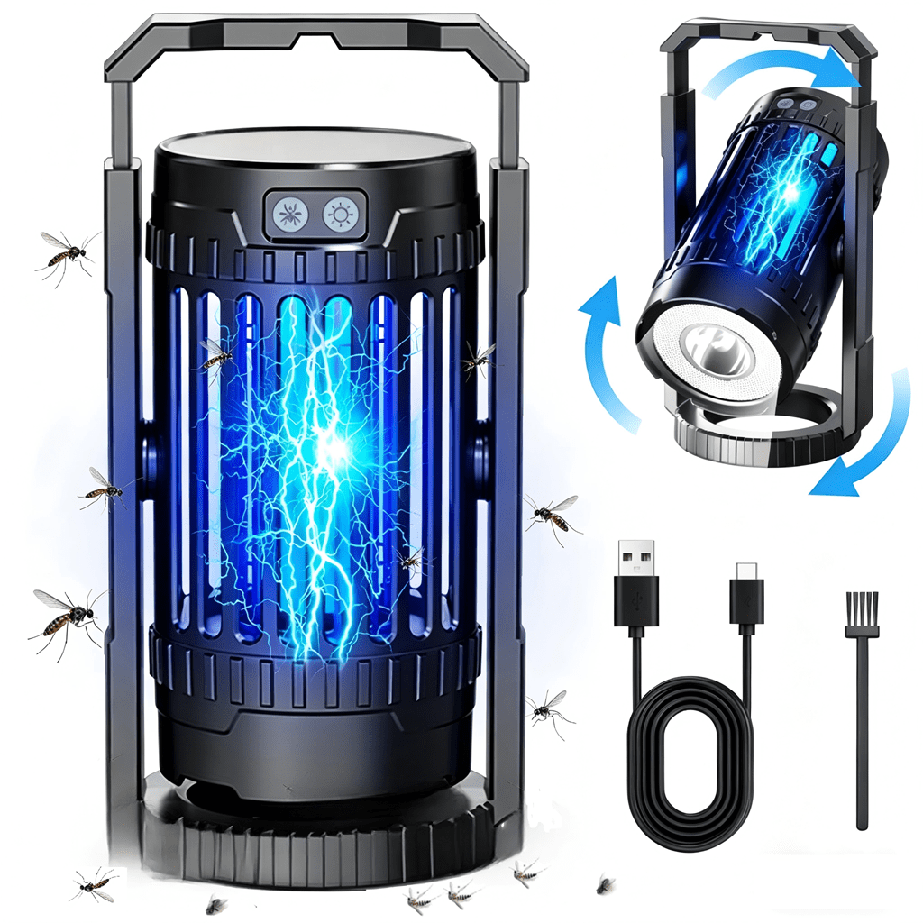2 IN 1 Electric Bug Zapper Outdoor Waterproof, Portable Rechargeable Mosquitoes Killer Lamp, Electric Fly Zapper for Garden, Patio, Backyard, Home Use, Camping