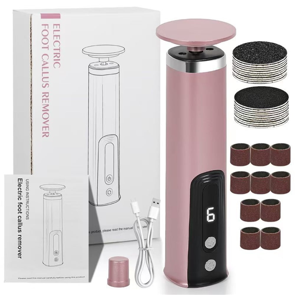 Electric Foot Callus Remover, 2in1 Rechargeable Foot File Callus Remover for Feet, Speeds Foot Scrubber Dead Skin Pedicure Tools for Feet Heel Scraper for Cracked Heels with Sandpaper Discs
