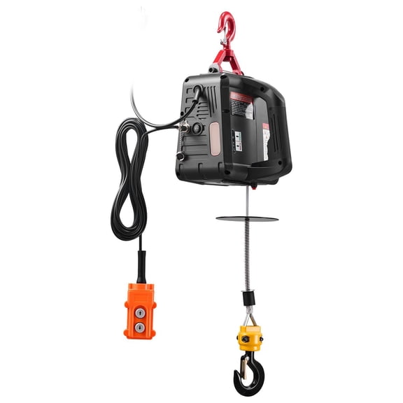2 in 1 Electric Hoist Winch 1100 lbs Capacity 1500W Portable Power Winch Crane 25 ft Lifting Height 16.4 ft per min with Manual and Wired Remote Control for Factory Warehouse Garage