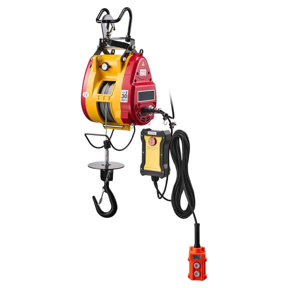 2 in 1 Electric Hoist Winch 660 Lbs Capacity 1500W Portable Power Winch Crane 98.4 Ft Lifting Height 62 Ft Min with Wired and Wireless Remote Control for Factory Warehouse Garage
