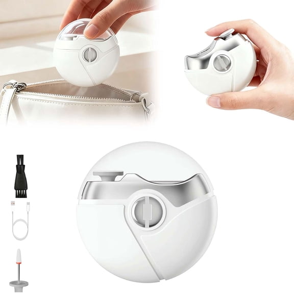 2 in 1 Electric Polishing Automatic Nail Clippers, 2026 Upgraded Electric Nail Trimmer Electric Nail Clipper with 2 Adjustable Speeds, Nail Trimmer for Seniors, Adults (Pearl White)