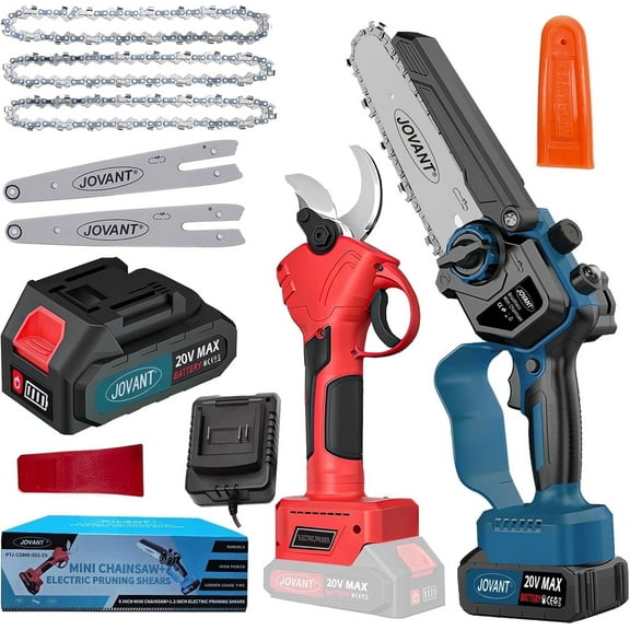 2 in 1 Electric Pruning Shears & Chainsaw,Electric Pruner for 1.2 inch Tree Trimming, 6 inch Battery Saw with 20V 4.0Ah Battery, Garden Power Tools for Tree Branches,Courtyard, Household