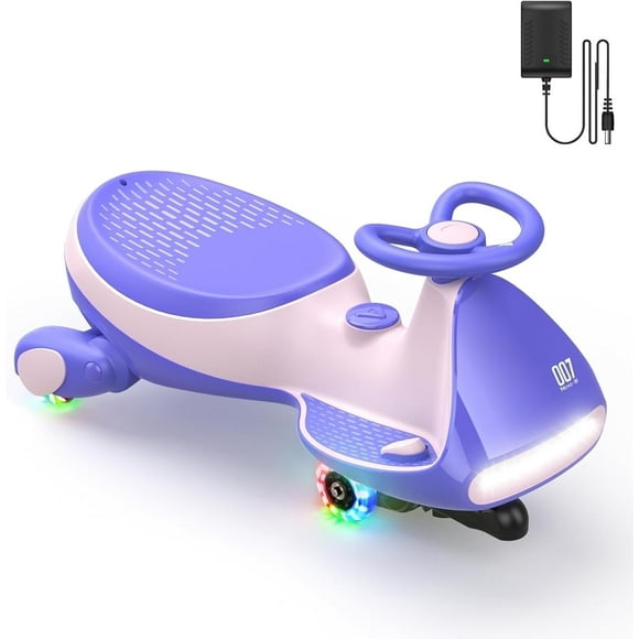 FanttikRide Electric Wiggle Car with Pedal, Rechargeable Battery, CyberWiggle, 2 in 1 Swing Car, 2 Speed, Anti-Rollover, Flashing Wheels, Bluetooth, for Ages 3 and Up, 150 Lbs, Pink