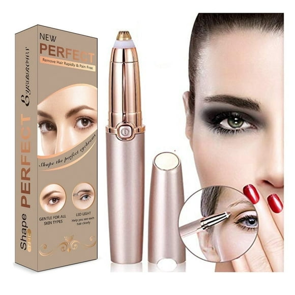 2 in 1 Eyebrow Hair Trimmer, Electric Eyebrow Hair Remover Painless with LED Light Precision Eyebrow Trimmer Portable Razor Facial Hair Removal Tool for Men Women