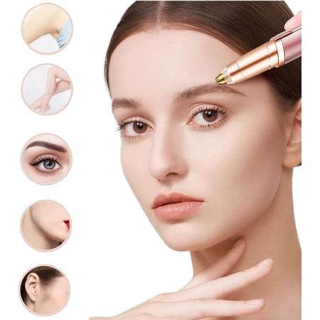 2 in 1 Eyebrow Hair Trimmer, Painless-Precision Eyebrow Trimmer Brows Epilator Eye Brow Facial Face Razor for Face Lips Nose Facial Hair Removal with LED Light for Women Men