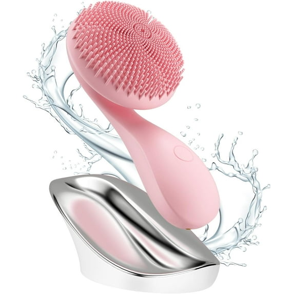 2 in 1 Facial Cleansing Brush, Rotating Magnetic Beads & Massage Cleaning Electric Face Scrubber, Waterproof and Rechargeable Exfoliating Face Scrubber Brush