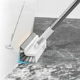 thumbnail image 1 of 2 in 1 Floor Scrub Brush with Squeegee | Stiff Bristle Grout Brush for Tile, Corner & Wall Cleaning | 180° Rotating Handle, Right Angle Head | Durable Plastic, White Navy Green | 42.9" Length | 1, 1 of 9