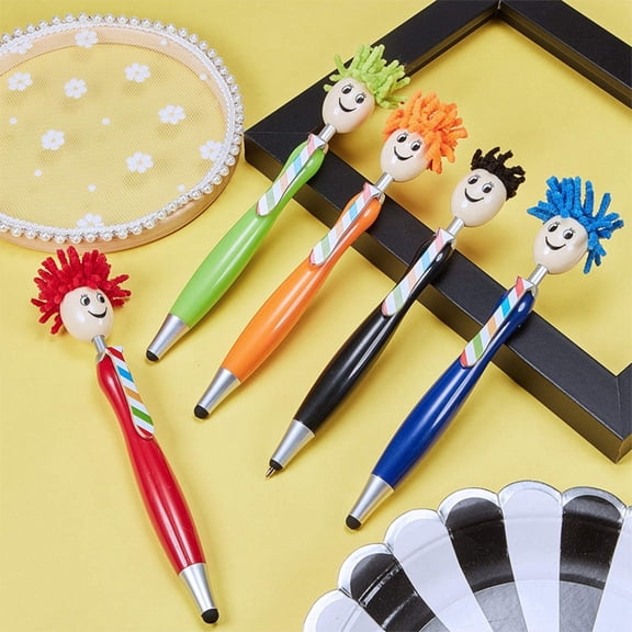 2 In 1 Fluffy Doll Ballpoint Pens Sets (Novelty Character Pens, Fun), Fluffy Pens Appeal To Sensory Needs, 5 Fun Pens Fluffy Doll Pen Screen Touchs Replaceable Ball Pen 1ml, By Meiiso