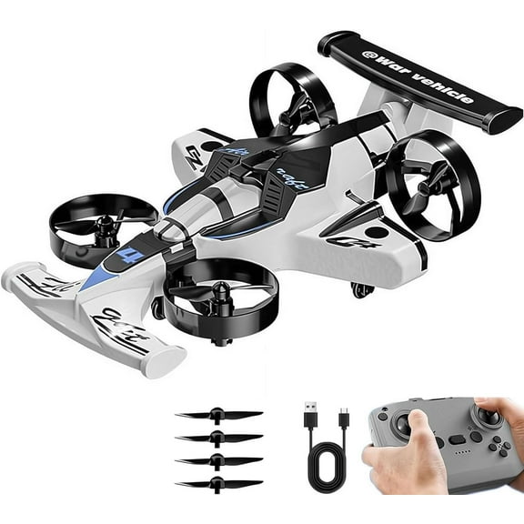 2 in 1 Flying RC Car Drone, 360 High Speed Rechargeable Dual-Mode Remote Control Flying Car Drone, 3 Speeds Drifting Stunt Drones Air Plane, 2.4Ghz 4WD Stunt RC Cars Vehicle (B, 2*Battery)