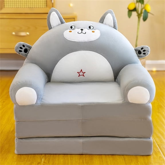2 In 1 Foldable Plush Sofa Backrest Armchair, Cute Cartoon Design Lazy Sofa With Removable Washable Cover, Without Inner Pp Cotton, For Children And S Multi-Use