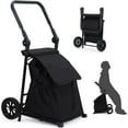 thumbnail image 1 of 2 in 1 Foldable Shopping Cart, Grocery Cart with Seat, 2 Wheels Grocery Cart with 123 L Large Capacity Waterproof Bag, Portable Trolley Dolly Utility Cart, Black, 132 LBS Load Capacity, 1 of 7