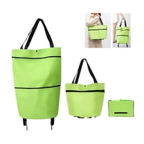 2 in 1 Foldable Shopping Cart - Portable Trolley Bags for Shopping Cart,Grocery Cart on Wheels Foldable,Utility Bag with Wheels for Picnic & Shopping (Green)