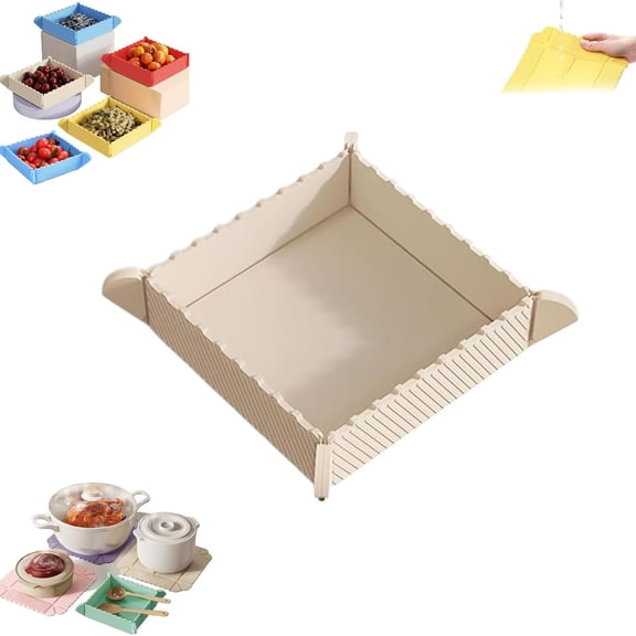 2 In 1 Foldable Silicone Mat & Serving Tray Foldable Multifunctional Storage Bowls Heat And Portable NonforKitchen Camping, 21x21cm Collapsible Silicone Bowl, Foldable Serving TrayforOutdoor