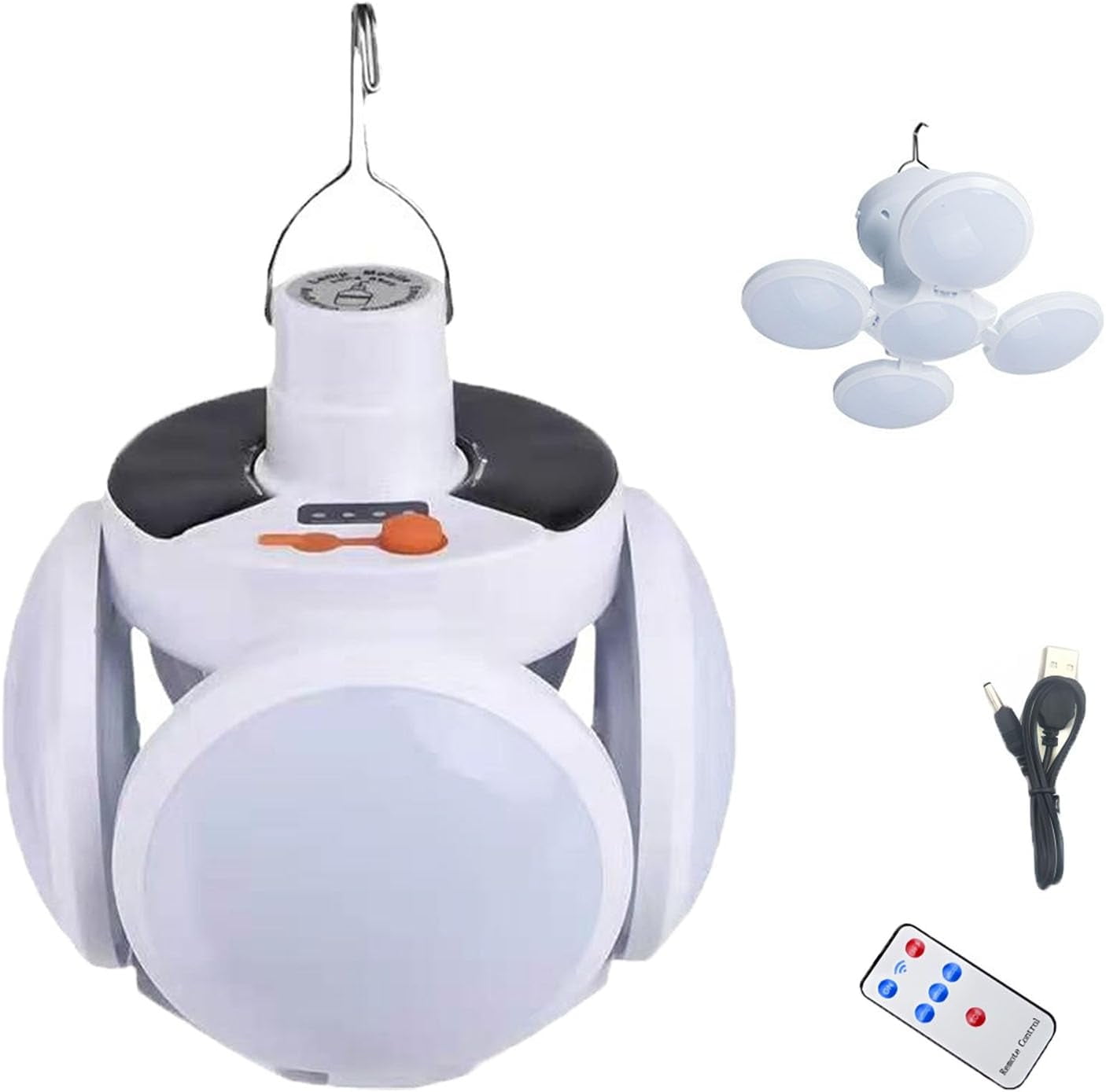 2 in 1 Folding Solar Lamp with Remote Control,Solar Camping Lantern Collapsible,SolarTent Lights USB Rechargeable LED Camping Lights,Lampara Recargable para Apagones,Portable Hanging TentLight (1)