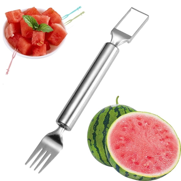 2 in 1 Fruit Cutter and Fork, Watermelon Fork Slicer Cutter, Multifunction Fruit Cutting Serving Tool for Watermelon Mango Cantaloupe, Easy Slice Grab Fruit Server