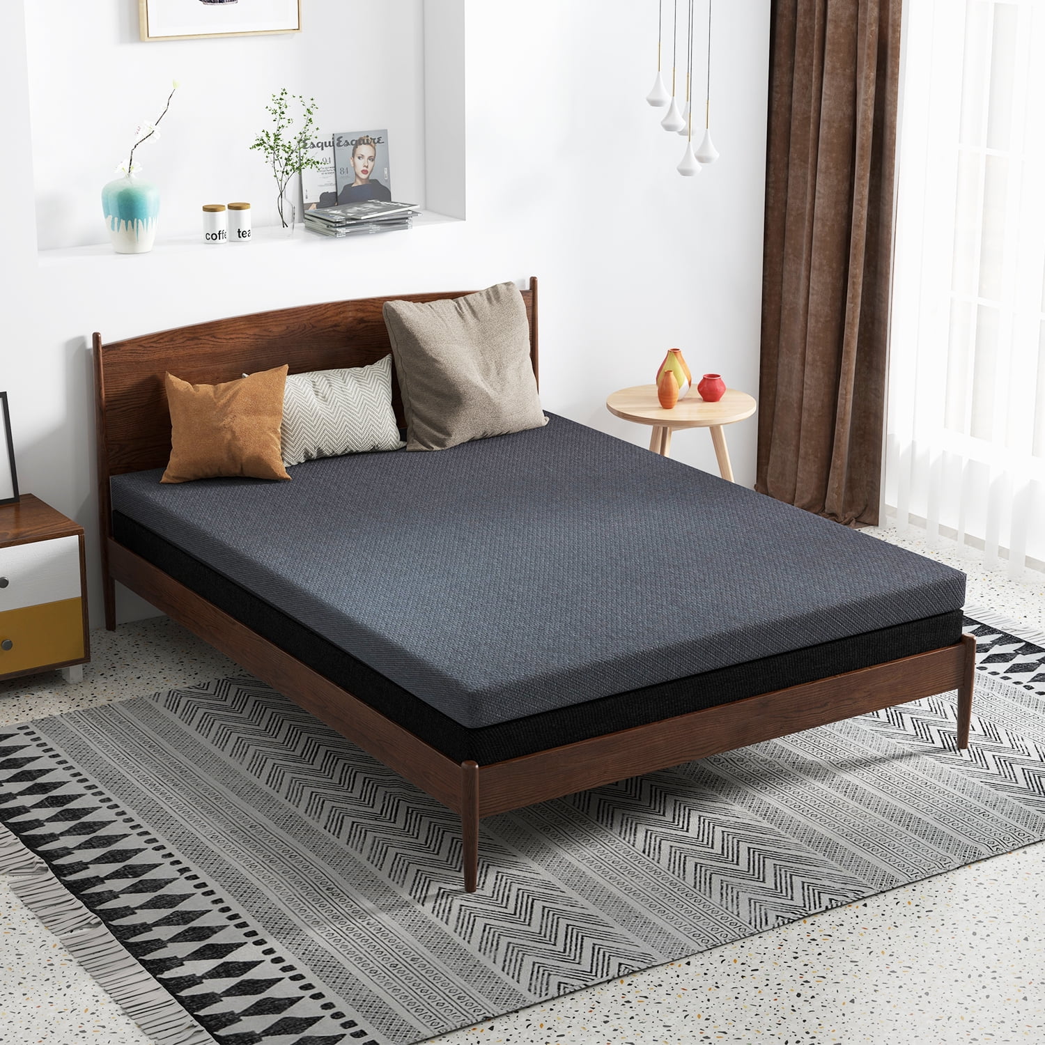 2 in 1 Full Mattress, 6 Inch Gel Memory Foam Mattress with Cover, Pressure Relief and Pain Ease