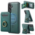 thumbnail image 1 of 2 in 1 Function Detachable Magnetic Phone Cases Compatible with Samsung Galaxy S24 Case with Card Holder Ring, Compatible with Magsafe Wallet, Slim Fit PU Leather Men RFID Blocking, Green, 1 of 10