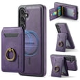thumbnail image 1 of 2 in 1 Function Detachable Magnetic Phone Cases Compatible with Samsung Galaxy S25 Plus Case with Card Holder Ring, Compatible with Magsafe Wallet, Slim Fit PU Leather Men RFID Blocking, Purple, 1 of 10