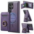 thumbnail image 1 of 2 in 1 Function Detachable Magnetic Phone Cases Compatible with Samsung Galaxy S25 Ultra Case with Card Holder Ring, Compatible with Magsafe Wallet, Slim Fit PU Leather Men RFID Blocking, Purple, 1 of 10