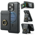 thumbnail image 1 of 2 in 1 Function Detachable Magnetic Phone Cases Compatible with iPhone 16 Pro Case with Card Holder Ring, Compatible with Magsafe Wallet, Slim Fit PU Leather Men RFID Blocking, Black, 1 of 10