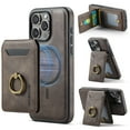 thumbnail image 1 of 2 in 1 Function Detachable Magnetic Phone Cases Compatible with iPhone 16e Case with Card Holder Ring, Compatible with Magsafe Wallet, Slim Fit PU Leather Men RFID Blocking, Coffee, 1 of 10