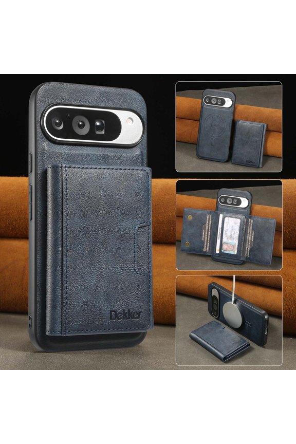 2 In 1 Function Wallet Case for Google Pixel 10 / 10 Pro Compatible with MagSafe for Men Women, Detachable Magnetic Wallet Phone Case with Card Slots Holder, Support Magnetic Car Mount - Blue