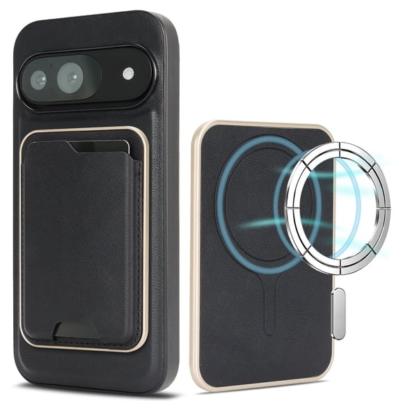 2 In 1 Functuon Case for Google Pixel 9 Pro XL, PU Leather Detachable Magnetic Card Bag, Support Magnetic Wireless Charger, Shockproof Protective Lightweight Cover for Google Pixel 9 Pro XL, Black