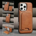 thumbnail image 1 of 2 In 1 Functuon Case for iPhone 12 Pro Max, PU Leather Detachable Magnetic Card Bag, Support Magnetic Wireless Charger, Shockproof Protective Lightweight Phone Cover for iPhone 12 Pro Max, Brown, 1 of 8