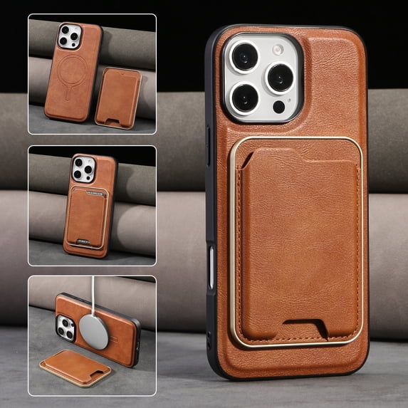 2 In 1 Functuon Case for iPhone 12 Pro Max, PU Leather Detachable Magnetic Card Bag, Support Magnetic Wireless Charger, Shockproof Protective Lightweight Phone Cover for iPhone 12 Pro Max, Brown