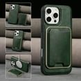 thumbnail image 1 of 2 In 1 Functuon Case for iPhone 13 Pro Max, PU Leather Detachable Magnetic Card Bag, Support Magnetic Wireless Charger, Shockproof Protective Lightweight Phone Cover for iPhone 13 Pro Max, Green, 1 of 8