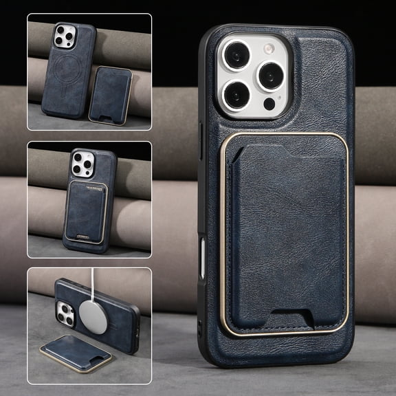 2 In 1 Functuon Case for iPhone 16e, PU Leather Detachable Magnetic Card Bag, Support Magnetic Wireless Charger, Shockproof Protective Lightweight Phone Cover for iPhone 16e, Black
