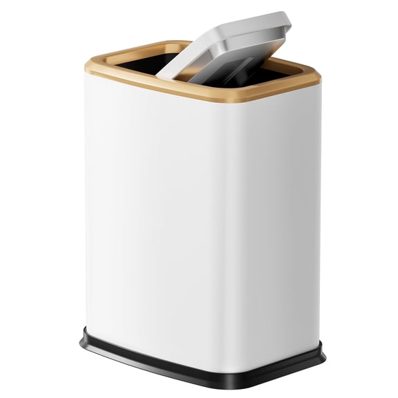 2.1 Gal Bathroom Trash Can with Swing Lid, Stainless Steel Small Garbage Can Spaces Toilet Side