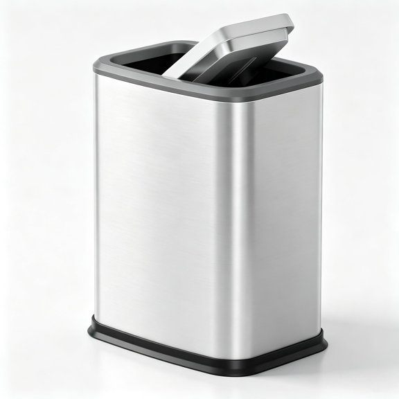 2.1 Gal Bathroom Trash Can with Swing Lid, Stainless Steel Small Garbage Can Spaces Toilet Side